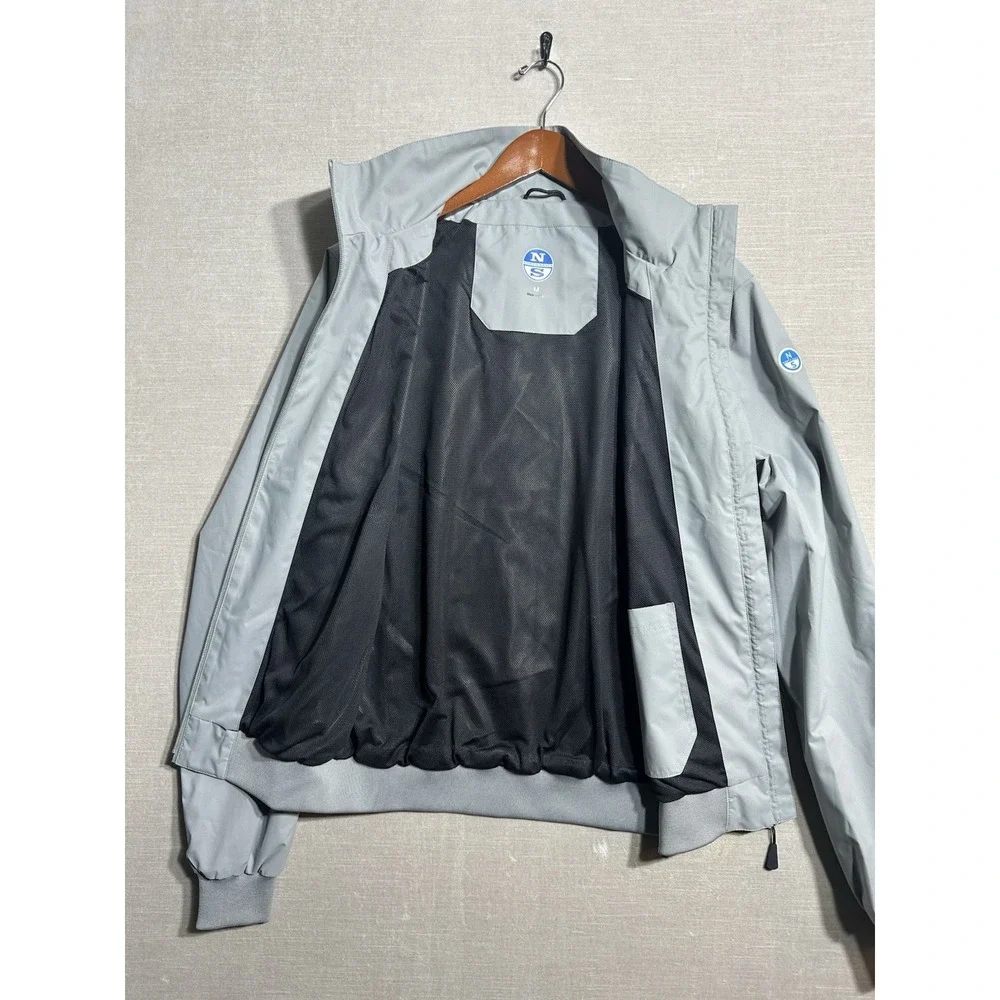 North Sails Mesh Lined Sailer Jacket Mens Medium Grey High Neck Full Zip Bomber